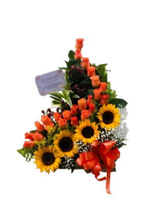 Arreglo x4 girasoles y rosas R98